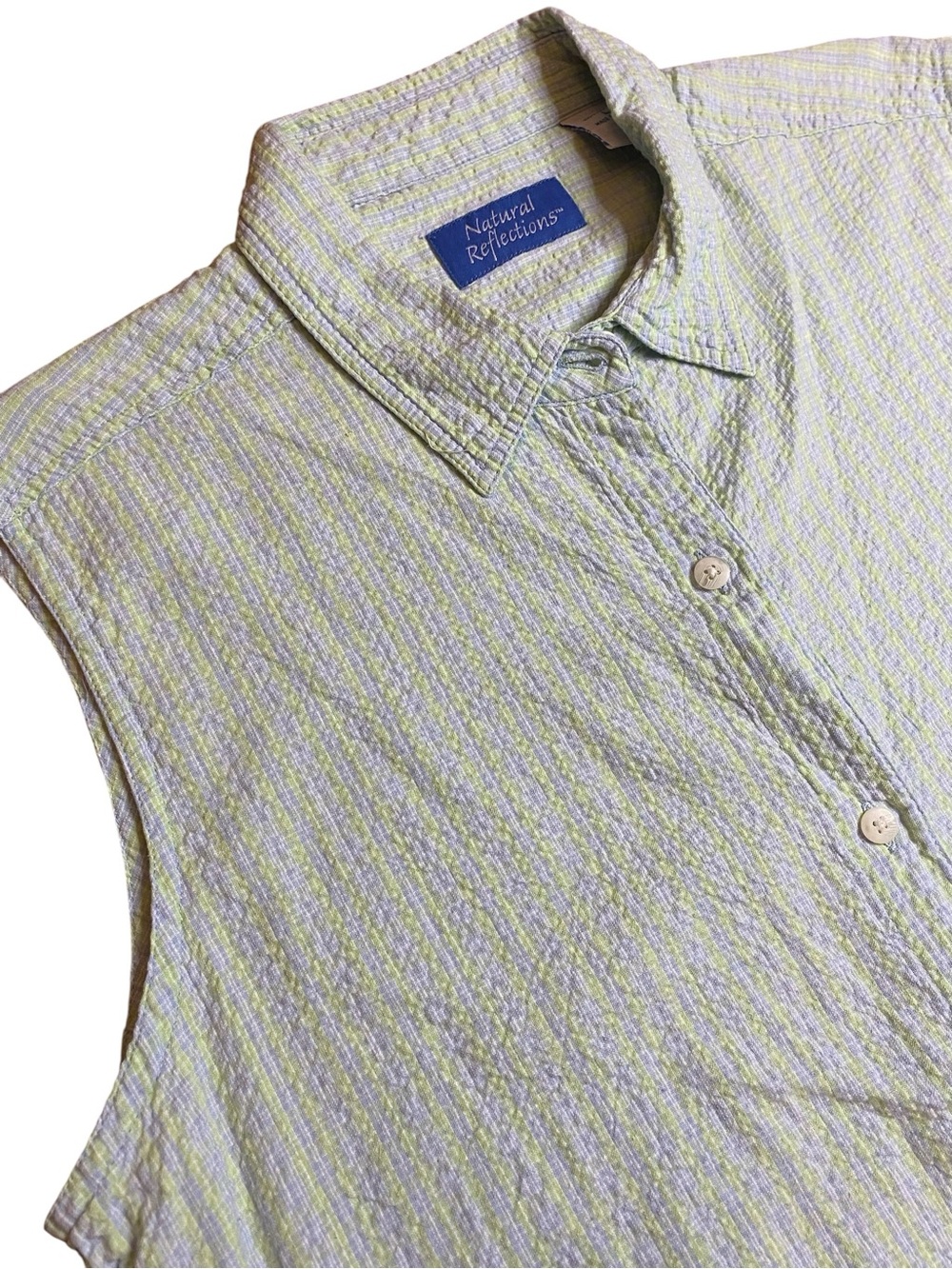 Natural Reflections Sleeveless Cotton Top Women’s L Plaid Summer 90s Travel